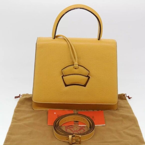 LOEWE Barcelona Hand Bag Leather 2way Yellow - Picture 4 of 15